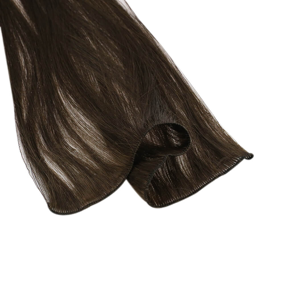 [Virgin+] Full Cuticle Virgin Hand-tied Real Human Hair Weft Medium Brown #4