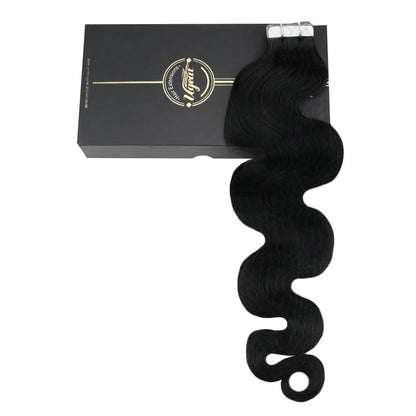 Body Wave Tape in Hair Extensions Seamless Skin Weft Hair Jet Back-#1