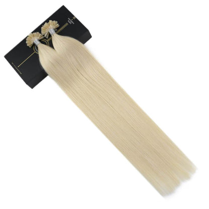 #60 Platinum Blonde Stick Tip Hair Extensions