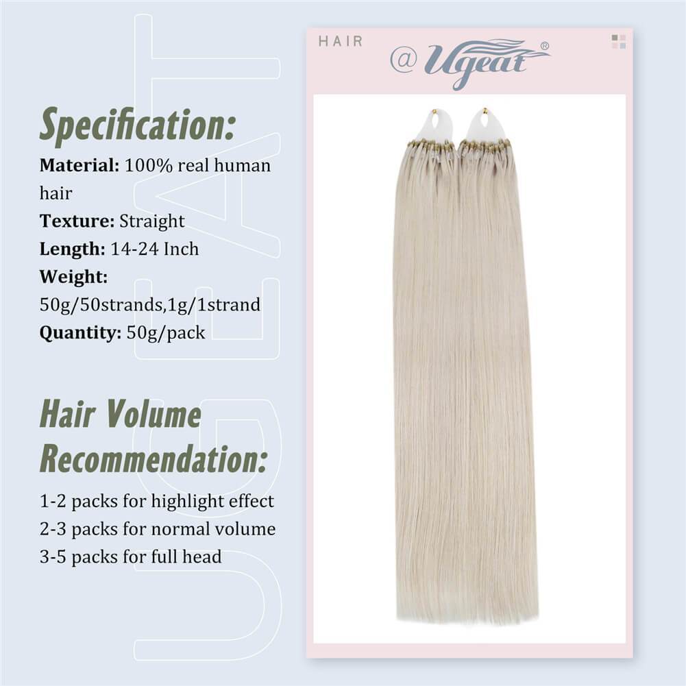 Micro Beads Hair Extensions Remy Hair White Platinum Blonde
