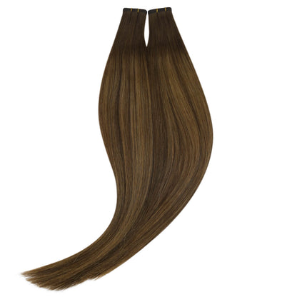 Virgin Flat Silk Weft Hair Extensions Real Human Hair Balayage #DU