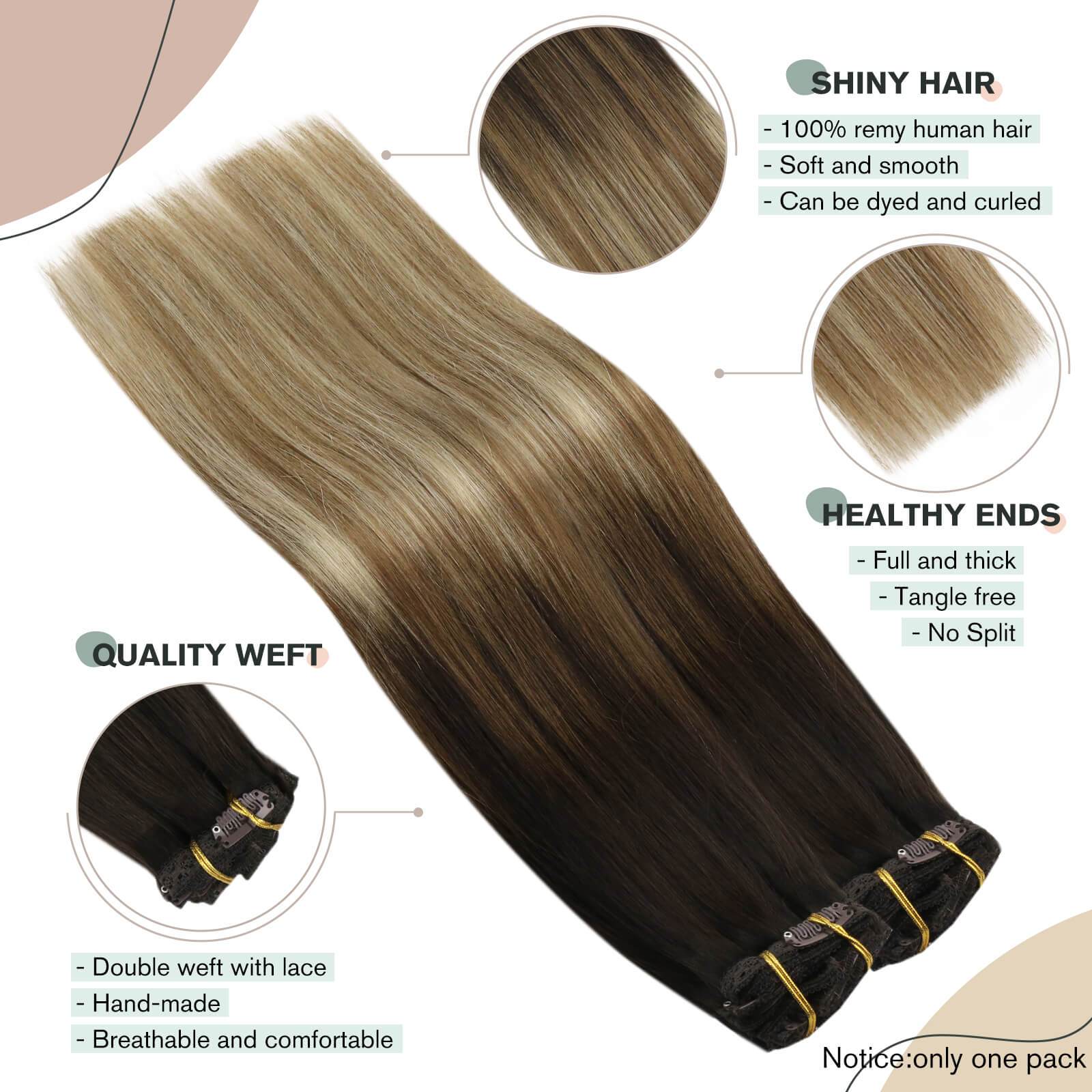 Weft Hair Extensions Clip in Hair 120G Full Head Extensions Clip in Hair Clip on Hair Extensions