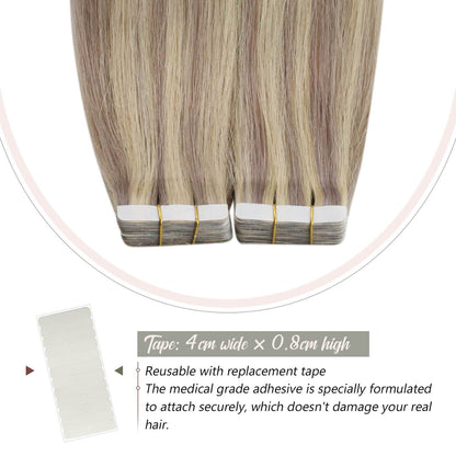 Wavy Hair Extensions Blonde Tape in Hair Extensions Human Hair