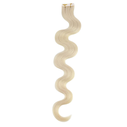 blonde beach wavy tape in human hair extensions #1000