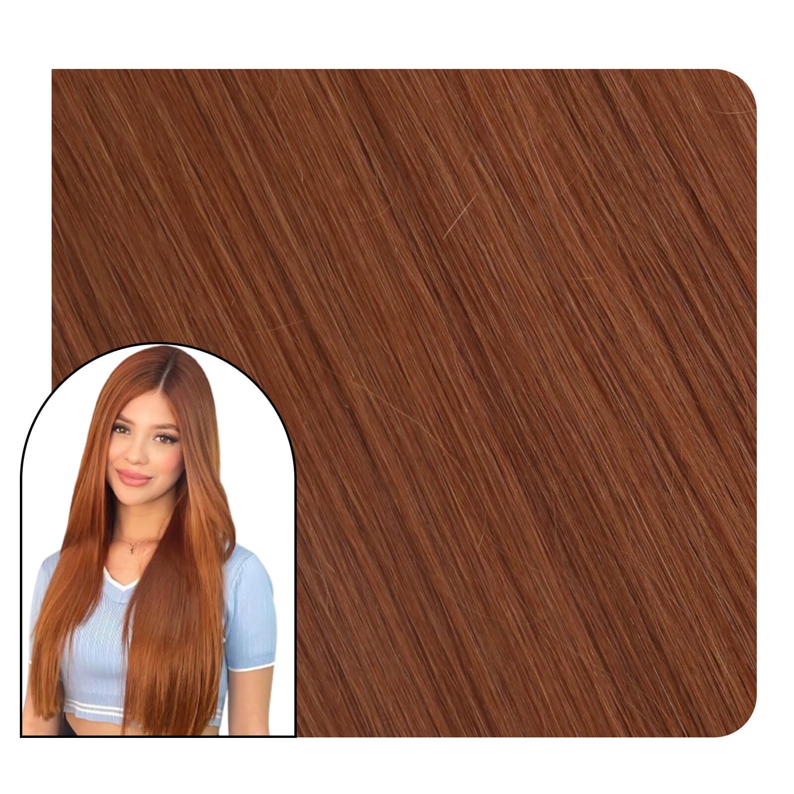 Clip in Hair Extensions Real Human Hair Copper Color for Fullness #330