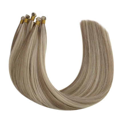 invisible hand tied human hair weft