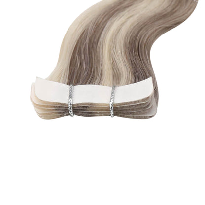 Injection Virgin Tape in Extensions Silver with Blonde wholesale tape in hair extensions