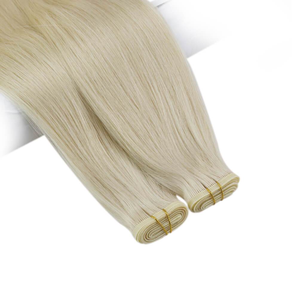 blonde silk flat weft professional sew in hair extensions