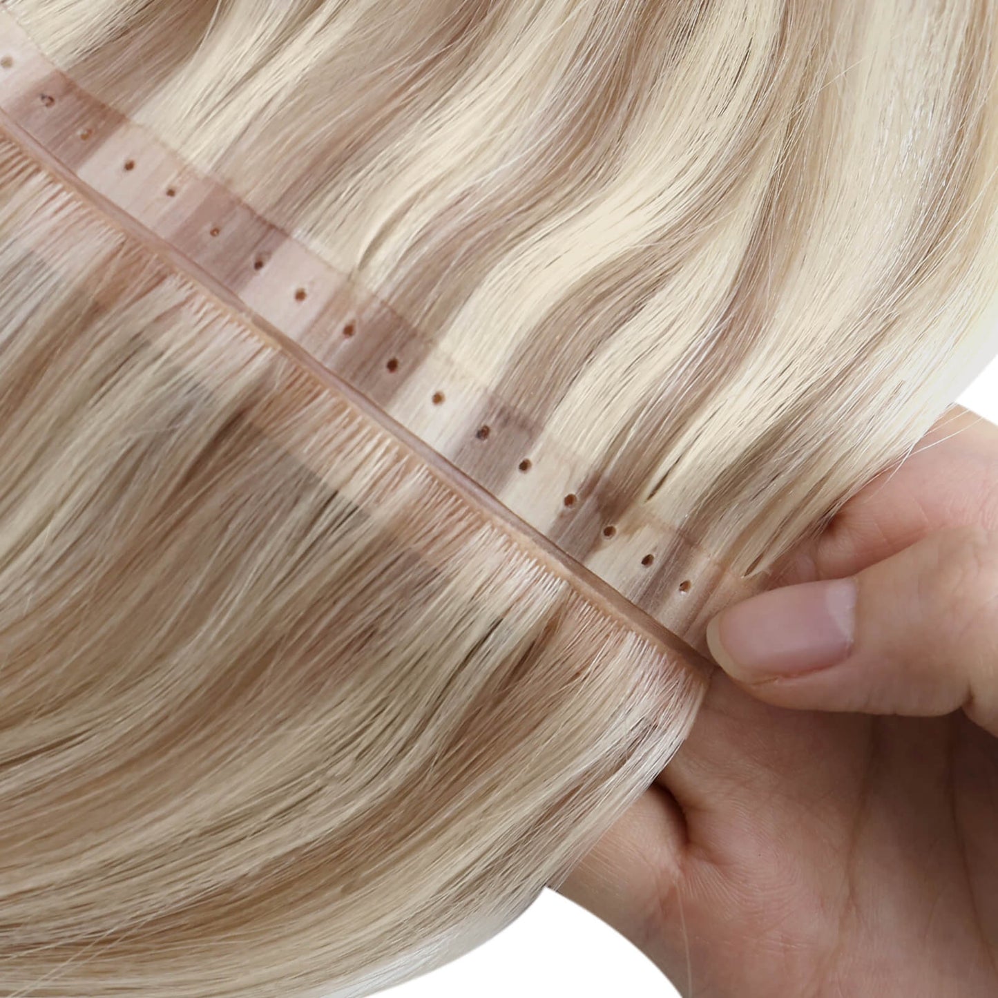 injection PU weft virgin human hair with hole