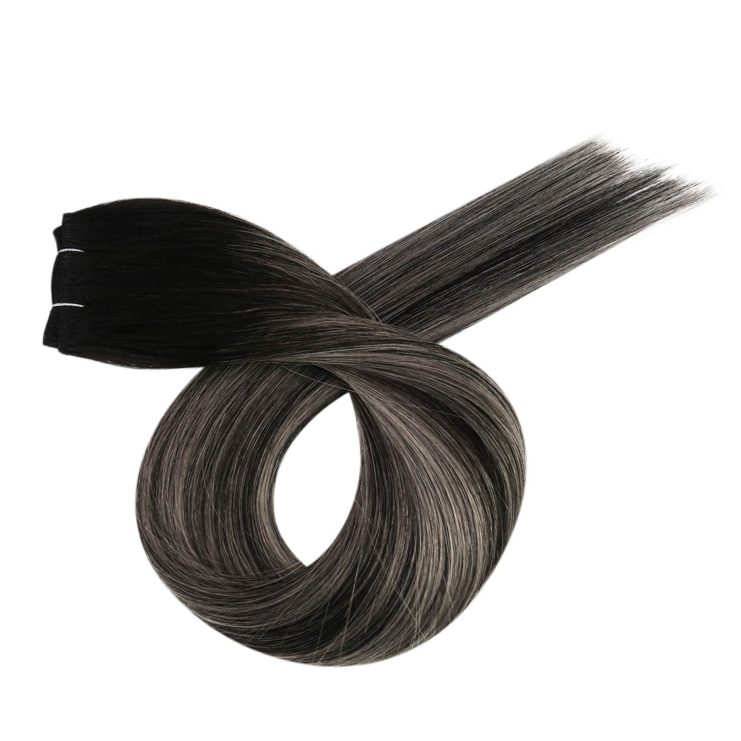 Sew in hair weft black with silver hair high quality hair extensions wholesale