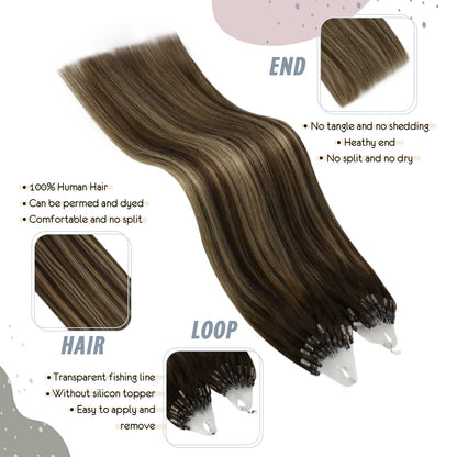 Ugeat Micro ring Remy micro loop hair extensions