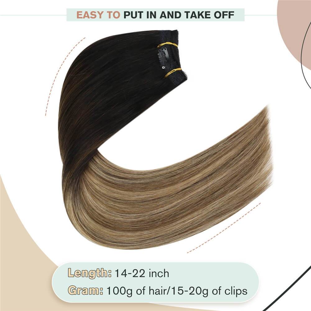 Natural Clip in Hair Extensions 7 Pieces 120 Gram 18 Inch