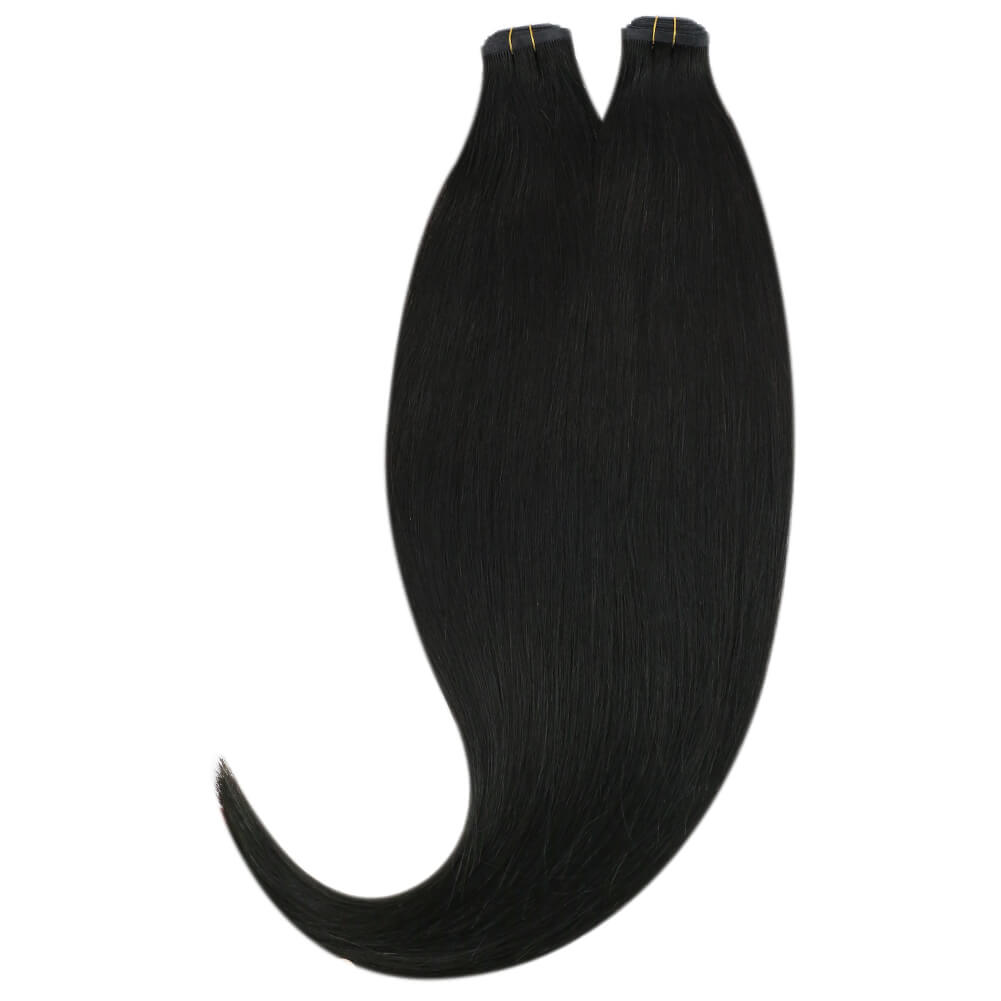 Thick Off Black Flat Track Weft Hair Extensions