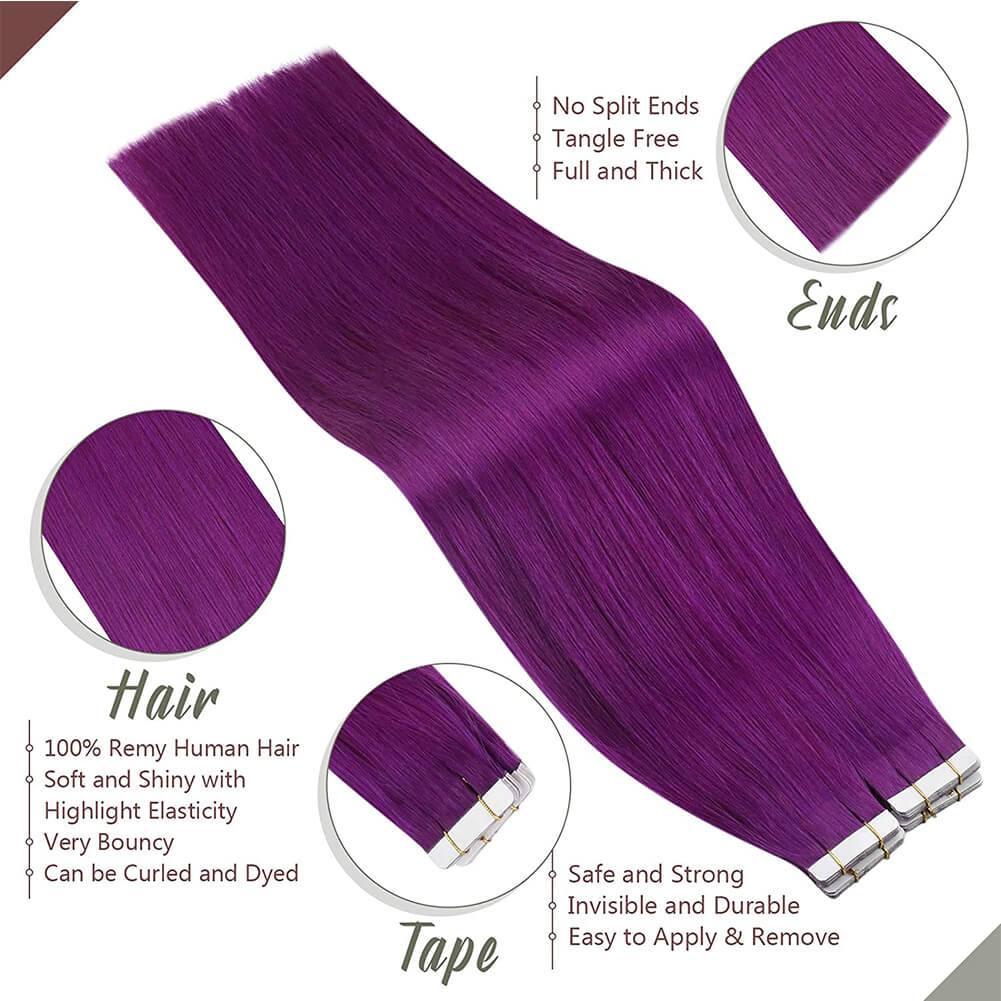 glue in hair extensions human hair purple