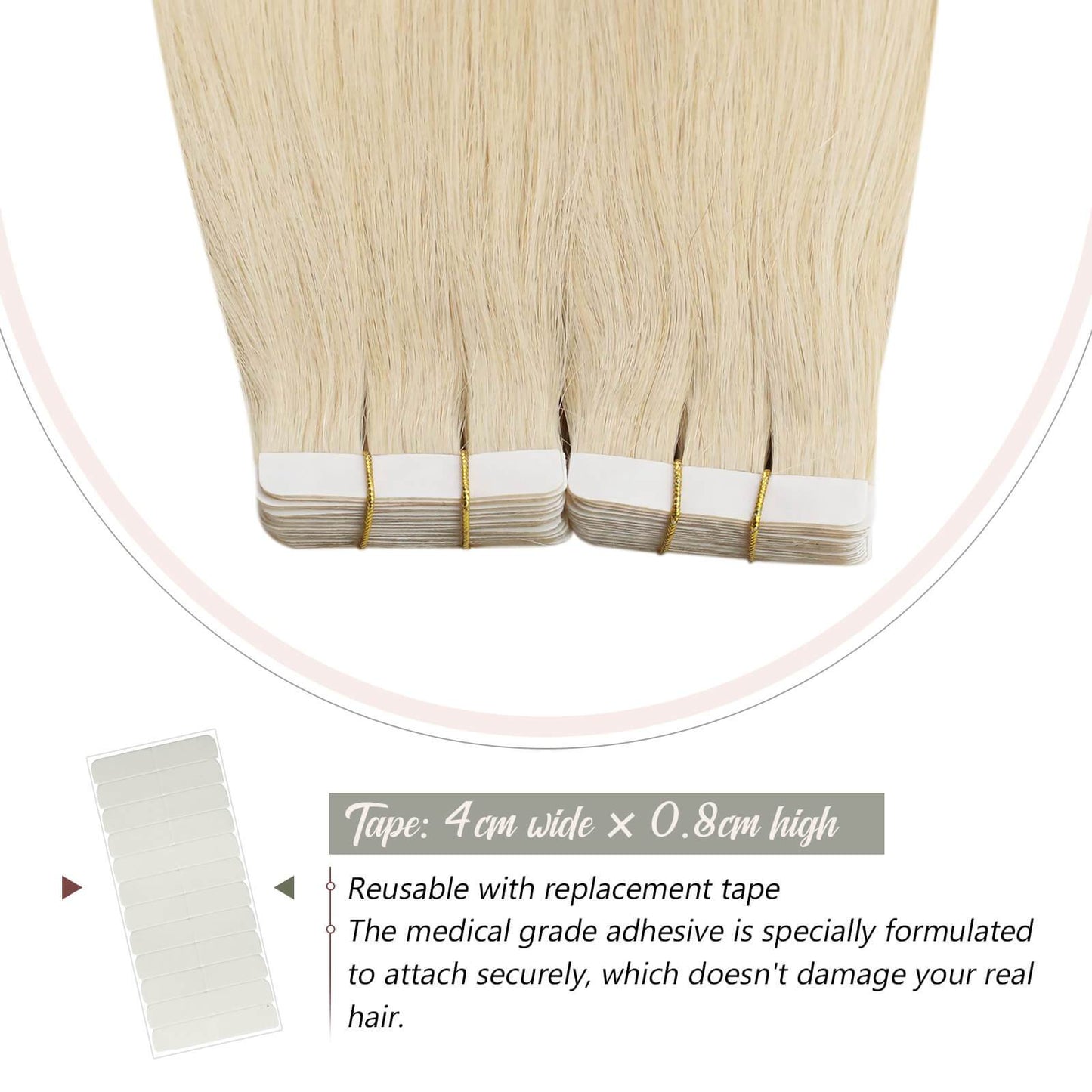 Ugeat Hair Extension Tape in Human Hair