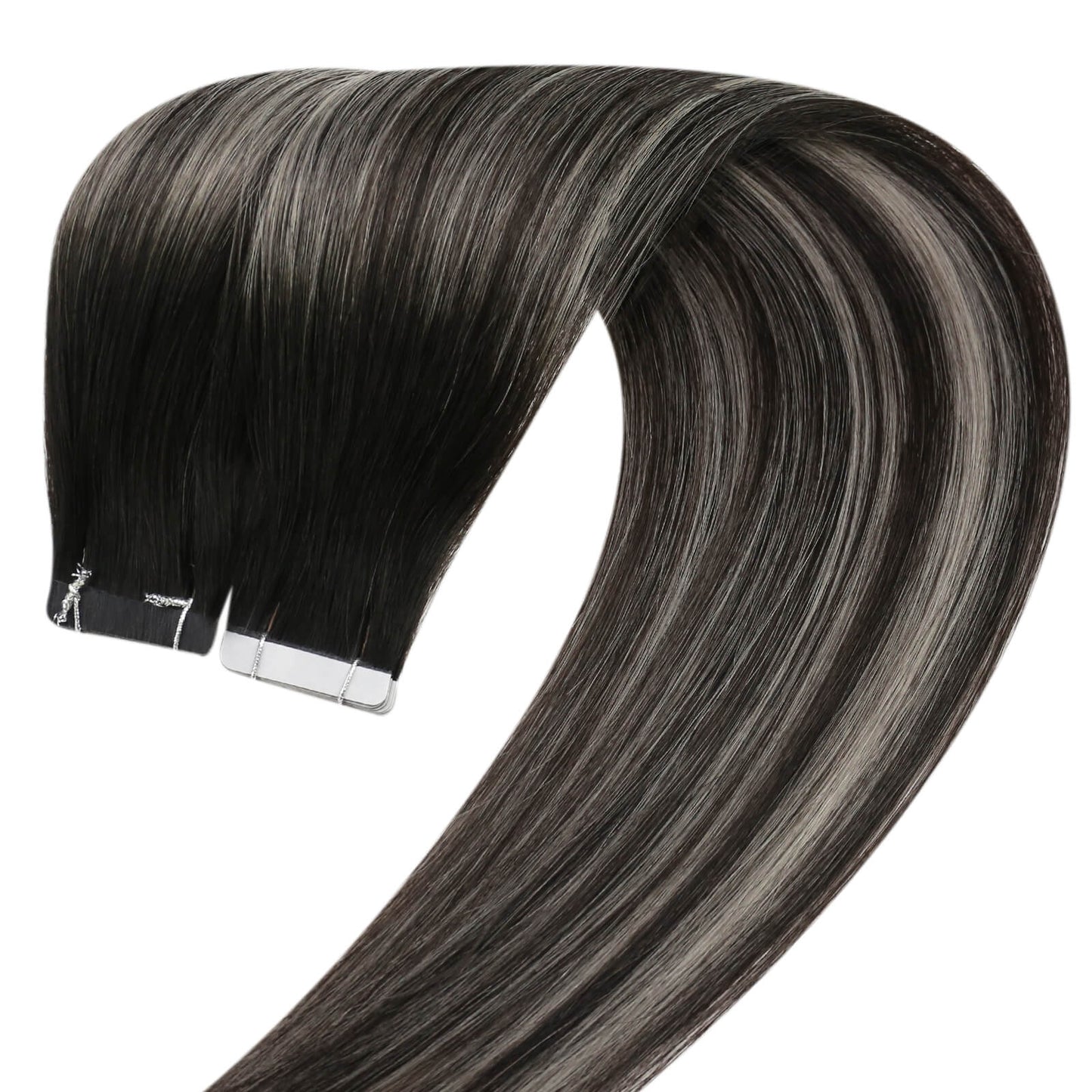 virgin tape in hair extensions #1b/silver/1b
