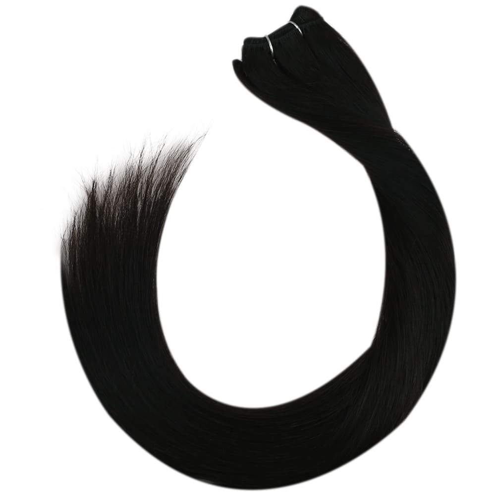 machine sewn weft extensions black color