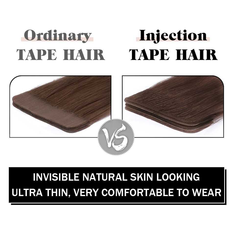Virgin Invisible Seamless Injection 100% human hair natural hair tape in extensions