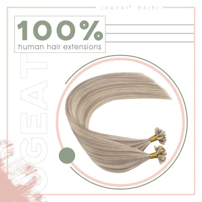 100% Remy Human Hair Straight 50g Balayage Blonde Color Nail Tip Human Hair Extensions