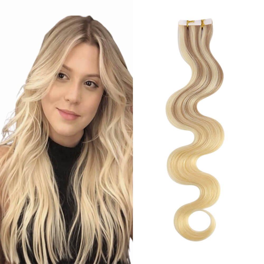 Body Wavy Seamless Injection Tape in Extensions Balayage Blonde #18/22/60