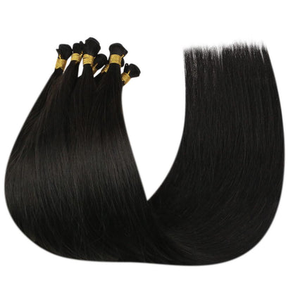 [Virgin+] Full Cuticle Virgin Hand-tied Real Human Hair Weft Jet Black #1