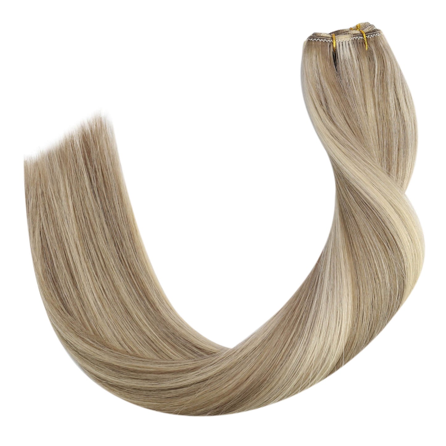 human hair weft highlight brown with blonde