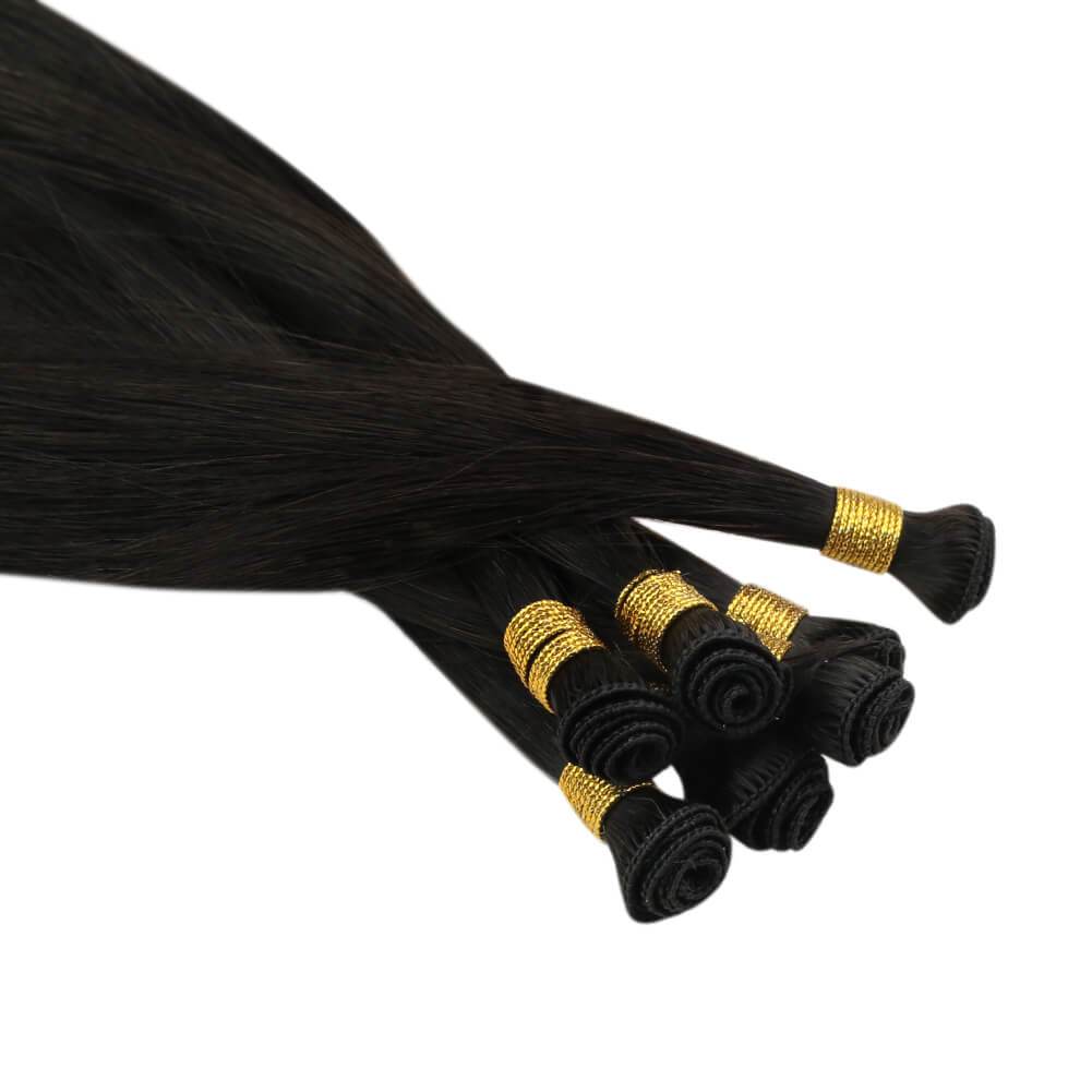 weft hand tied extensions black color