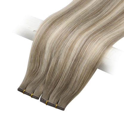 flat silk weft balayage ombre brown with blonde premium weft
