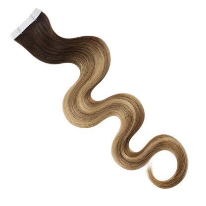 human hair extensions body wavy curly  tape ins