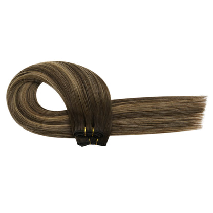 [Virgin Hair] Sew in Hair Extensions Human Hair Balayage Brown with Blonde #BM