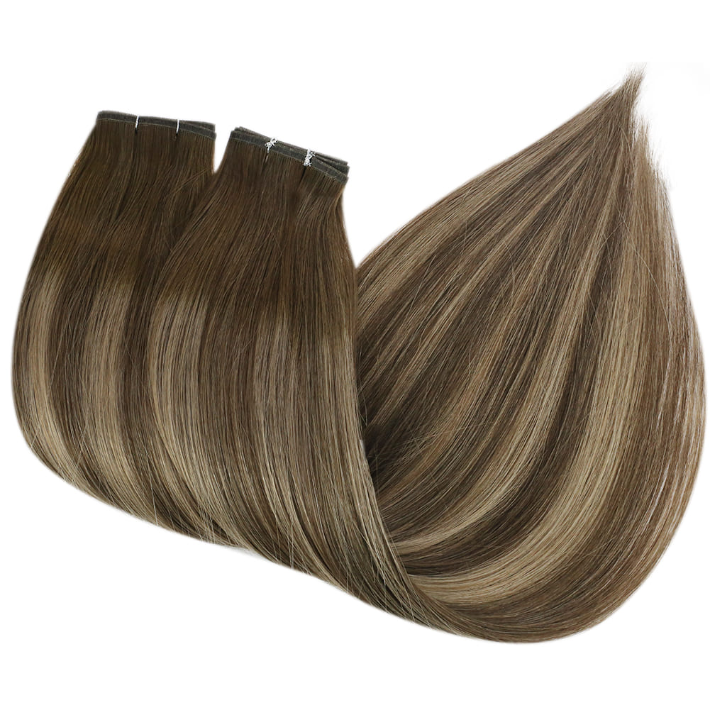 weave human hair bundles invisible flat weft hair extensions