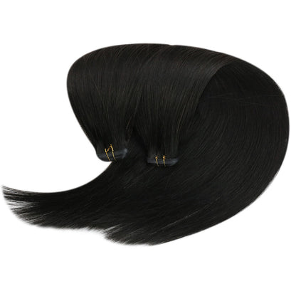Off Black Flat Track Weft Hair Extensions For Women