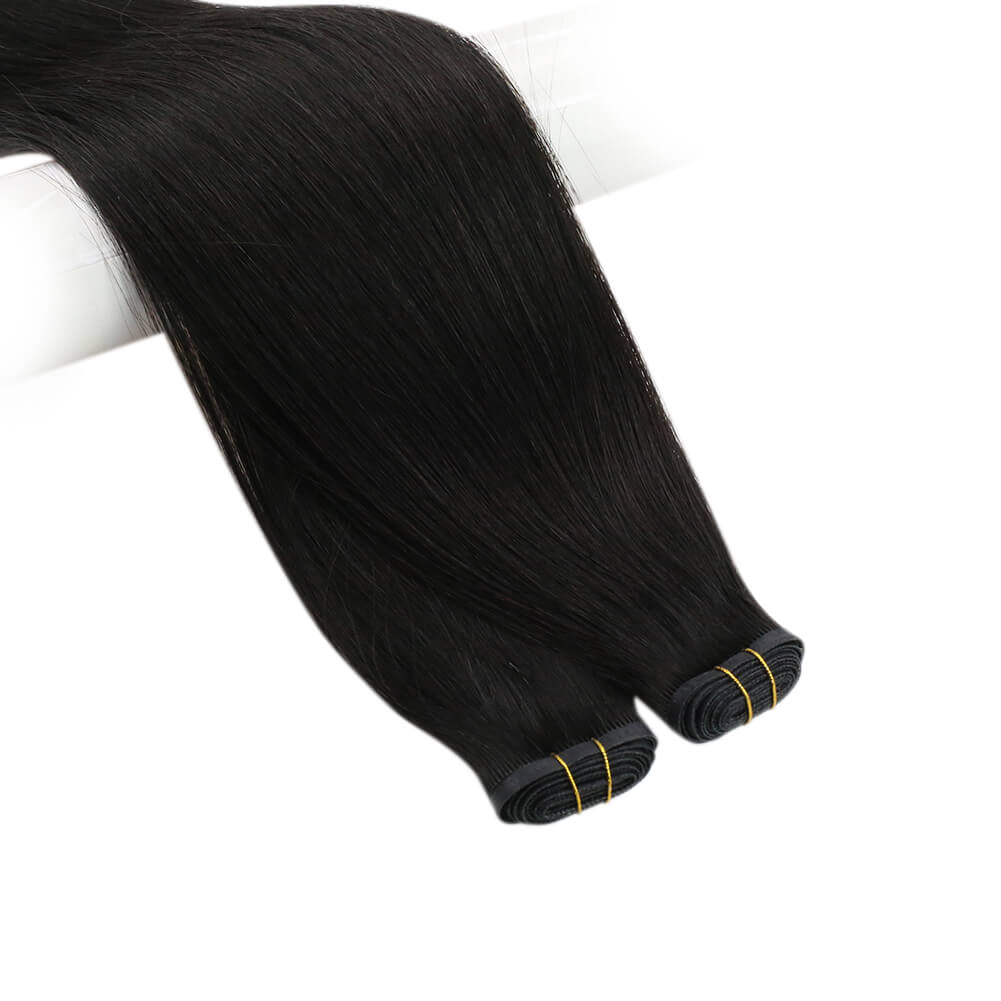 Invisible Off Black Flat Track Weft Hair Extensions