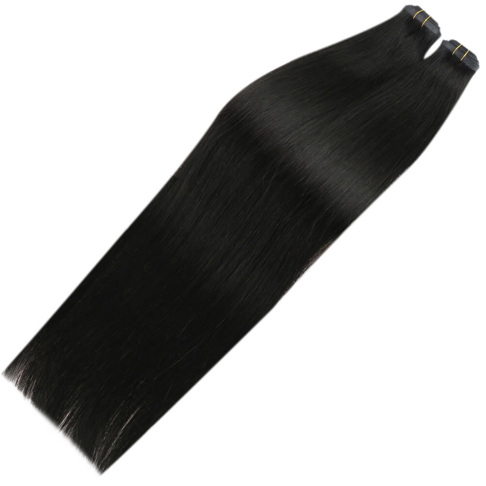 Off Black Flat Track Weft Hair Extensions Human Hair